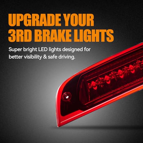 Image of Third 3rd Brake Light LED for 2002-2007 Jeep Liberty, High Mount Rear Brake Lights Assembly for 02-07 Liberty, Waterproof Center Cab Lamp Stop Light (Red)