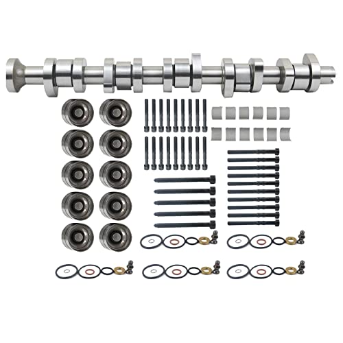 Niceke Jeu d'arbres à cames + 10 × Poussoirs hydrauliques 038109309A 070109101Q 2.5 R5 TDI Compatible avec BNZ BPC BPD BPE Cover