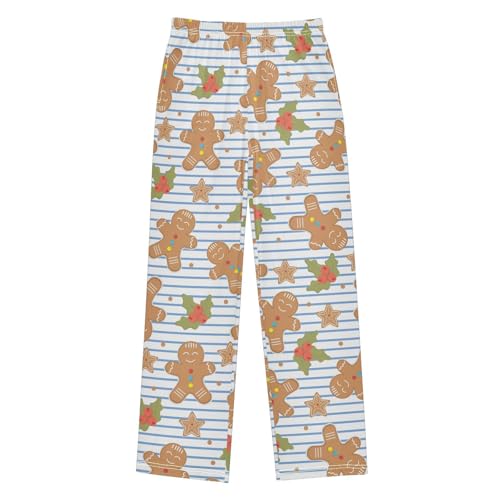 Boys' Pants Gingerbread Man Xmas Stripes Long Bottoms Jogger Pants Elastic Waist Trousers with Pockets S-XL