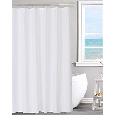 N&Y HOME Fabric Shower Curtain Liner Solid White with Magnets, Hotel Quality, Machine Washable, 70 x 72 inches for Bathroom Cover
