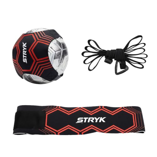 STRYK Soccer Trainer Solo Practice Equipment, Hands Free Kick Trainer with Adjustable Waist Belt & Elastic Cord, Soccer Rebounder Training Aid for Youth & Adults, Ball Not Included (Red)