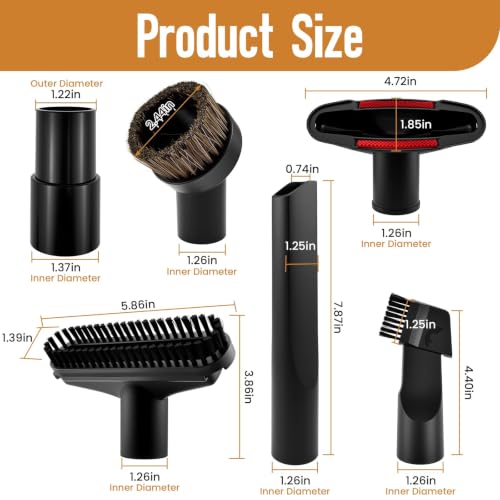 ZDRU 6Pcs 1-1/4'' Vacuum Hose Brush and Connector Attachment Kit by ZDRU - Used condition - Image 2