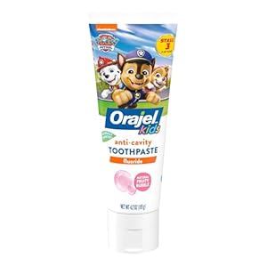Orajel Kids Paw Patrol Anti-Cavity Fluoride Toothpaste, Natural Fruity Bubble Flavor, 4.2oz Tube