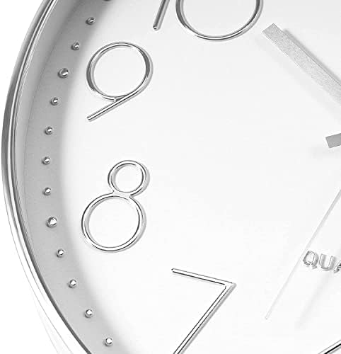 Foxtop Modern 12 Inch Wall Clock, Silent Non-Ticking Decorative Battery Operated Silver Clock for Living Room Bedroom Kitchen Office School Home