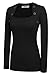 Zeagoo Women Long Sleeve Button Decor Slim Casual Basic T-shirt Blouse (Black, Medium)