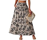 Lepunuo Floral Long Boho Skirts Womens High Waisted Spring Trendy Bagyy Skirt with Pockets