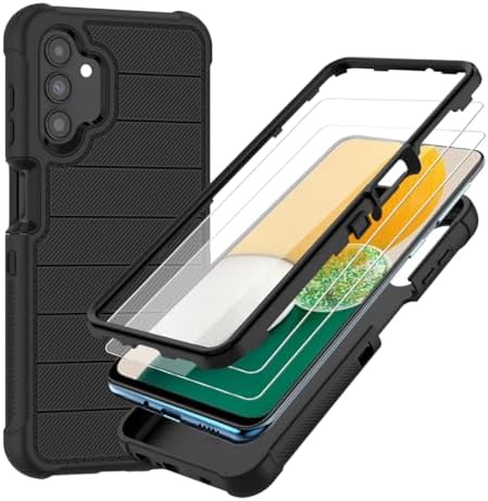 Case for Galaxy A13 5G Case,Samsung A13 5G Case with HD Screen Protector[Shockproof] 3 in 1 Durable Protective PC and TPU Phone Case for Samsung Galaxy A13 5G (Black)