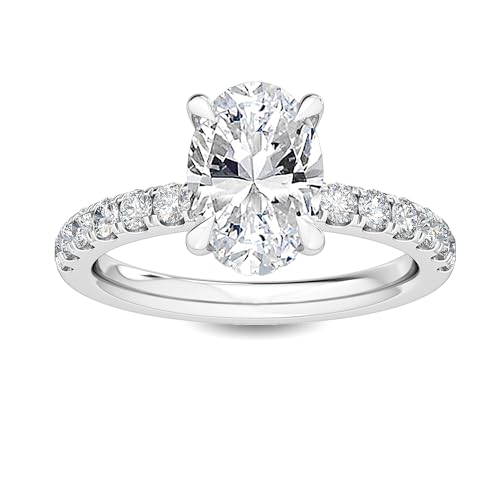 1.5 Carat (ctw) 14K White Gold Oval Cut LAB GROWN Diamond Hidden Halo Engagement Ring (Color D-E, Clarity VS1-VS2) HDD57100