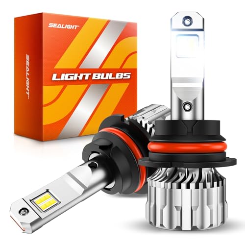 SEALIGHT 9007/HB5 Bulbs 70000LM 800% Super Bright 9007 LED Bulbs 6500K Cool White 1:1 Size with 15000RPM Cooling Fan Plug and Play Side Marker Assemblies Pack of 2