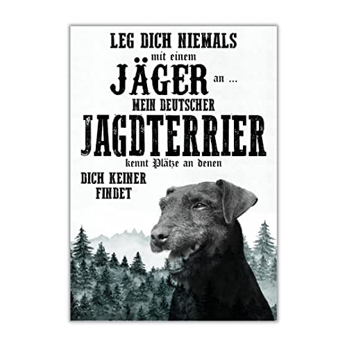 Schild DEUTSCHER JAGDTERRIER Dog Hund Jäger Spruch Türschild Hundeschild Jagd Jagdhund Geschenkidee lustiger Spruch Hundemotiv Aluminium Wetterfestes Hundeschild