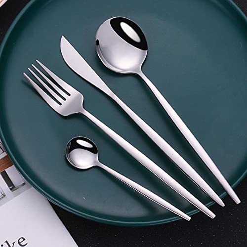 Besteck-Set, 16-teilig, Edelstahl, farbiges Besteck-Set, wiederverwendbar, Spiegel-Besteck-Set, koreanisches Geschirr, Dessert-Löffel, Gabel-Sets, Service für