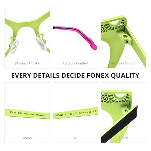 Image of FONEX Colorful Pure Titanium Glasses Frame Women Retro Round Eyeglasses