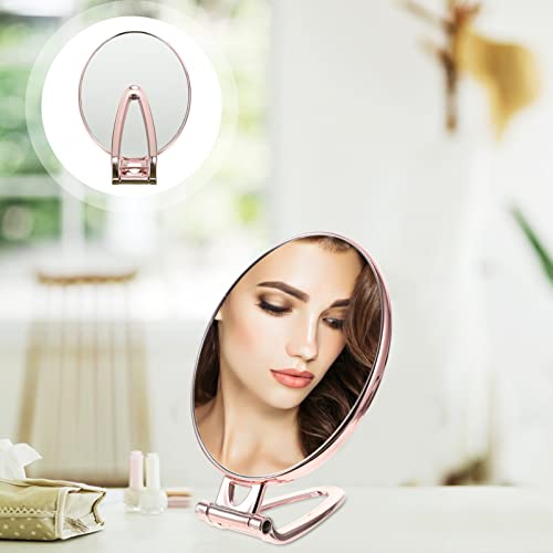 Espejo portátil de mano doble cara para maquillaje miniatura 5