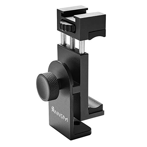 ANNSM Aluminum Cellphone Smartphone Mobile Phone Clip Tripod Head Mount Adapter with Vertical/Horizontal Shooting for Tripod Monopod Slider Dolly Stabilizer and iPhone Samsung LG Andriod Phones