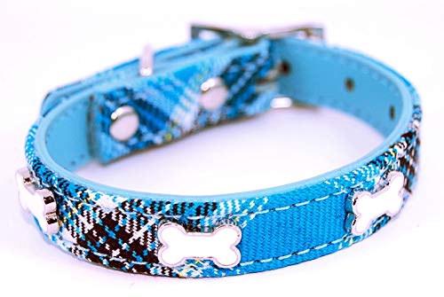 Pet Palace®, collare tartan Scottie Dog in pelle di lusso per cuccioli di cane di dimensioni molto piccole