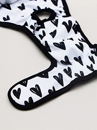 Qwinee Heart Print Dog Diaper Sanitary Pants Washable & Reusable Female And Male Dog Puppy Diapers Belly Wraps Leakproof Nappies Sanitary Pants For Small Medium Dogs Cats Kitten Black And White Xs #TOP3