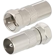 2PCS TV Aerial Coaxial Cable Adapter F Type Male to TV Male Adapter