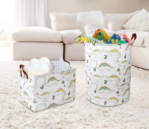 Image of NTAOHAMPER Dinosaur Laundry Hamper, laundry Basket, Waterproof Storage Bin for Bedroom, Clothes Organizer Basket, Room Decor(Light Dinosaur)