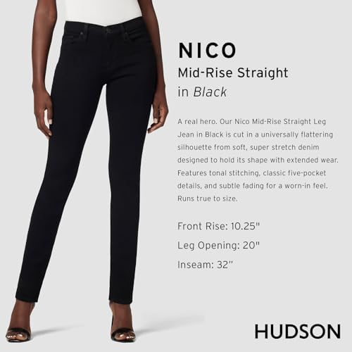 Hudson Womens Nico Mid-Rise Straight Leg Ankle Jean