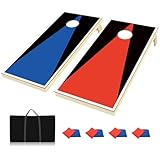 Cornhole Spiel Verordnung Größe 121x60cm Massivholz Sackloch Spiel Set mit 2 Corn Hole Boards, 8 Sitzsack und 1 Tragetasche Cornhole Spiel für Draußen Strand Erwachsene Wettbewerbe Wurfspiel Corn Hole