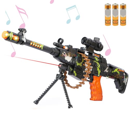 Image of zest 4 toyz 25 musical army style toy gun for kids with music, lights and laser light -(battery included)-Multi color