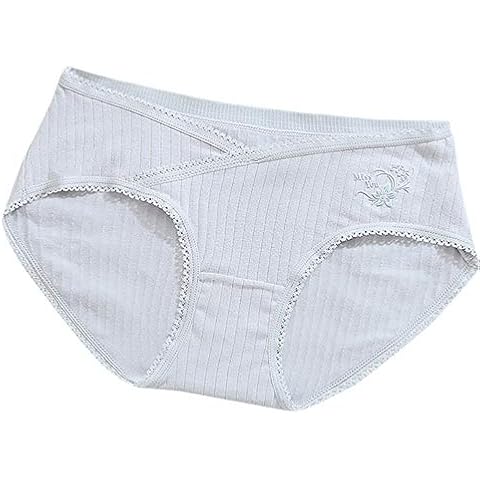 LAIKETE Womens Maternity Knickers Under The Bump Pregnancy Underwear Cotton Pregnancy Panties Low Waist Hipster Shorts Briefs Grey Cover