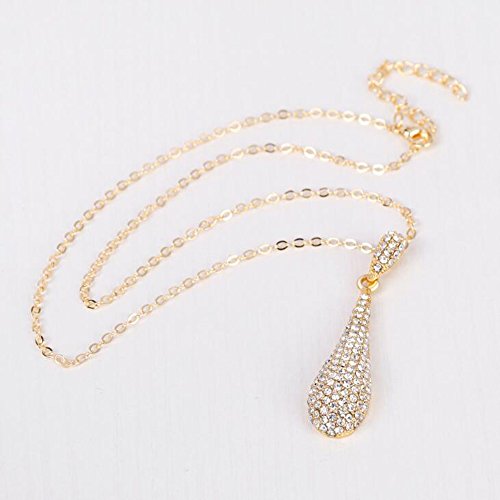 Yinli Gold Full Crystal Rhinestone Gem Tear Drop Pendant Necklace Earrings Jewelry Sets (Style01) #TOP3