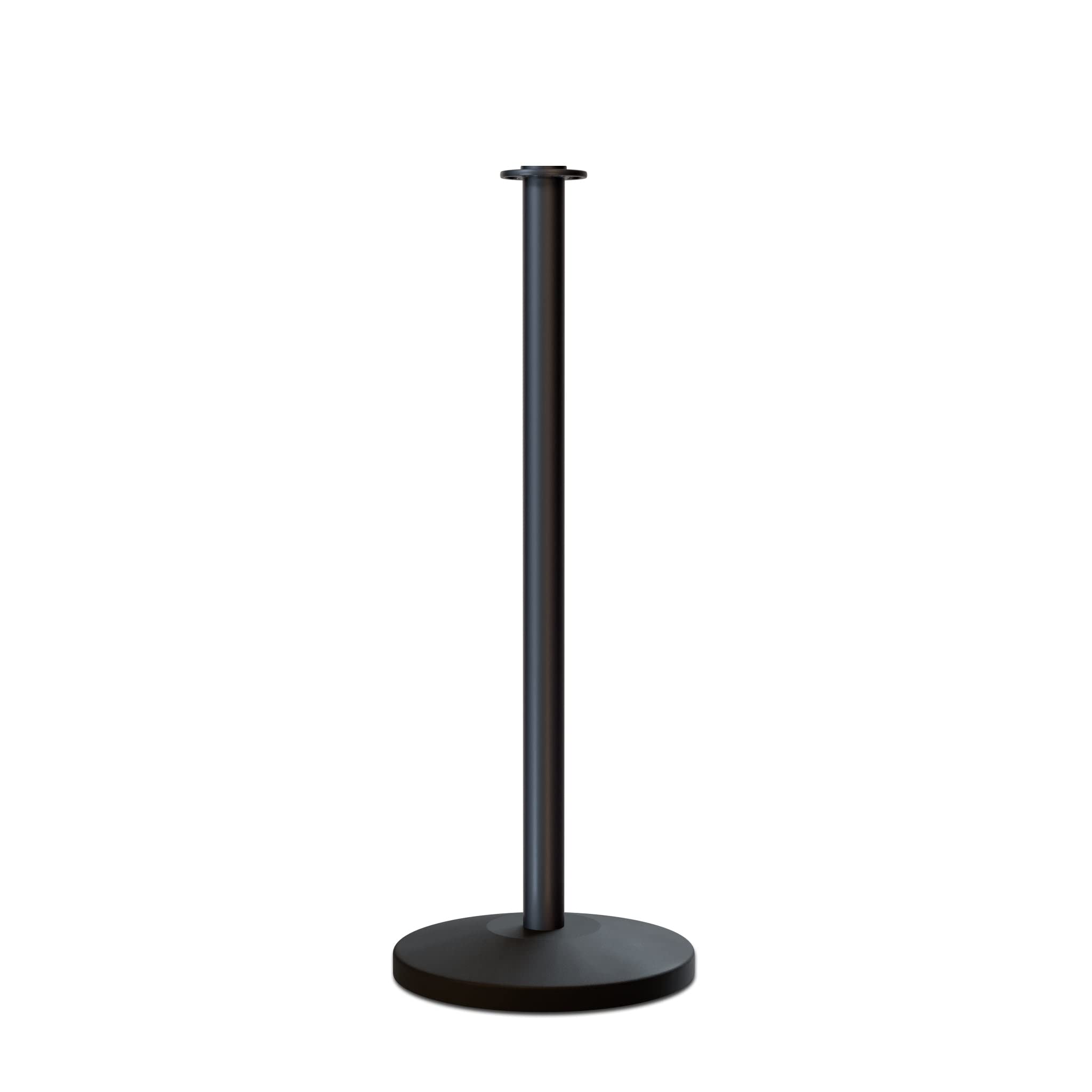Montour Line Cline Post and Rope Stanchion, Sloped Base, (Black Post, Flat Top tapped for Sign Frame)