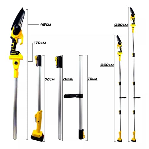 Mini Motosserra com Cabo Extensor, Motosserra de Poda em Alturas, Motosserra Extensível, 3M Altura M