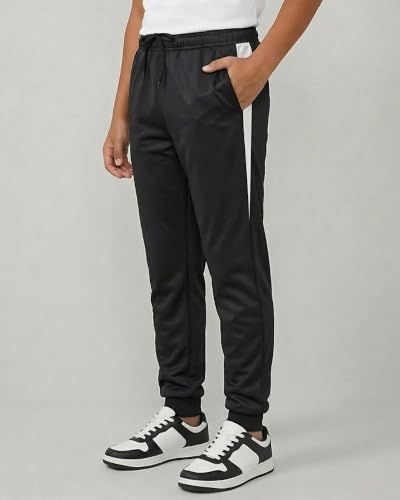 Image of Real Essentials 3 Pack: Boys' Athletic Jogger Sweatpants - Kids Teens Youth Active Sports Pants with Pockets (Sizes 5-18)