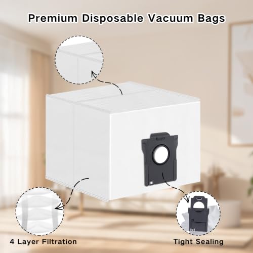 Image of 12 Pack Dust Bags for Dreame D20 Plus, D20 Pro Plus Robot | for Mova E30 Pro Plus Vacuum Cleaner, 5 L Large Capacity Bags Replacement