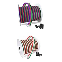 100ft RGB 4PIN and 100ft 3PIN 22 Gauge Extension Cable Wire for LED Strip