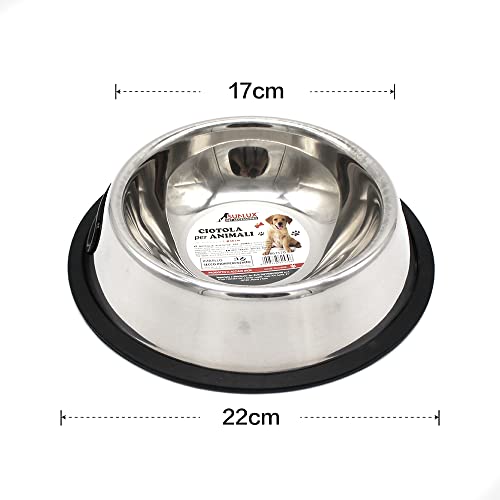 SUNLUX 22cm 2 Pezzi Ciotole per Cani e Gatti Inox