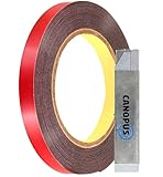 CANOPUS Double Sided Tape 10mm x 3meter, Heavy Duty, Waterproof Ideal for Automotive, Trim, Spoiler, LED Strips, Indoor & Outdoor Use Ultra-Strong Adhesion