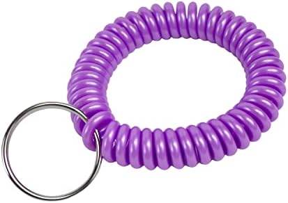 Lucky Line 2” Diameter Spiral Wrist Coil with Steel Key Ring, Flexible Wrist Band Key Chain Bracelet, Stretches to 12”, Purple 1 PK (410651)
