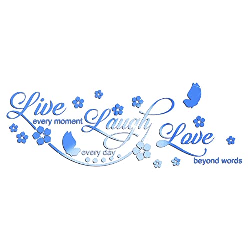 DIY 3D Acrylic Mirror Wall Stickers with Butterfly, Live Love Laugh Flower Peel and Stick Mirror Wall Decal