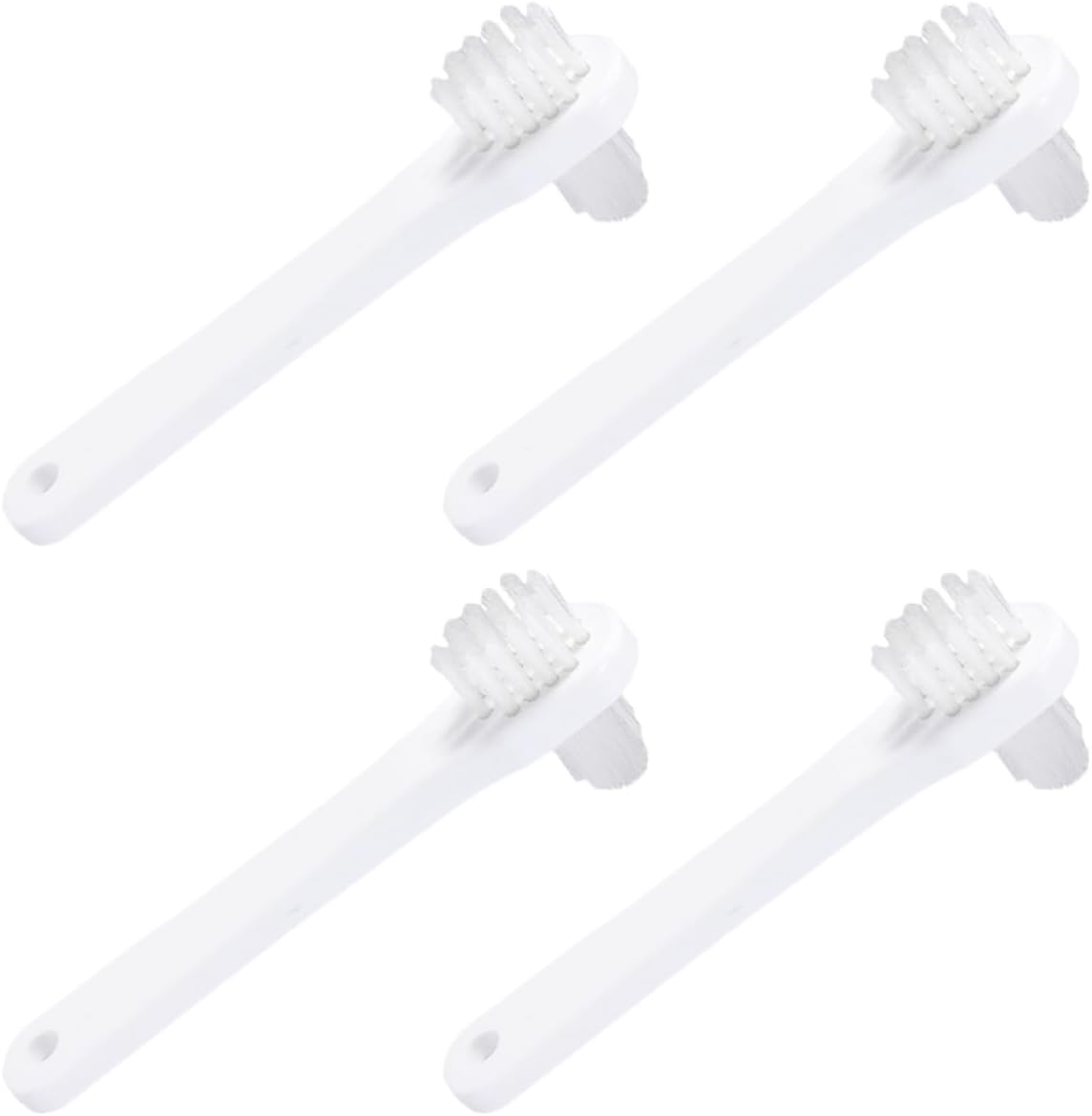 GALPADA 4pcs Ergonomic Denture Cleaning Brush Small Denture Toothbrush Replacement Heads Portable and Easy to Use