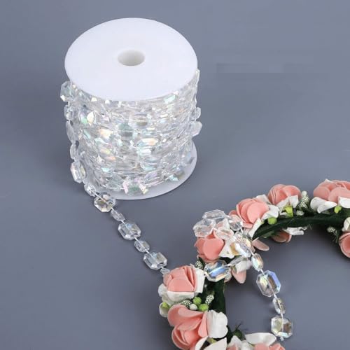 Hapivida Guirlande de Perles en Cristal, Guirlande Lumineuse Décorative Éclatante avec Strass Acrylique Transparent 30 mètres pour Mariage Anniversaire...