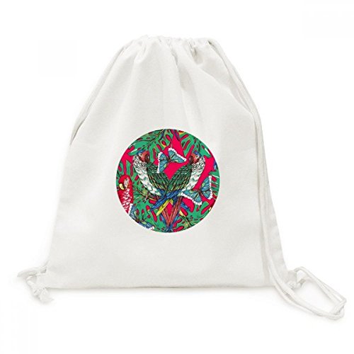 Sac à dos à cordon en toile imprimée oiseaux et fleurs pour le voyage