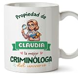 MUGFFINS Tazas Personalizadas para CRIMINÓLOGA mujer - En Español - Propiedad de - 11 oz / 330 ml - Regalo Personalizable original y divertido