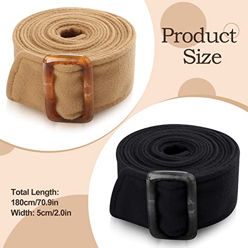 2 Pcs Wool Coat Belt Replacement for Women Black and Tan Trench Belt Women's Faux Wool Wrap with Buckle for Coat Trench Overcoat Jacket3