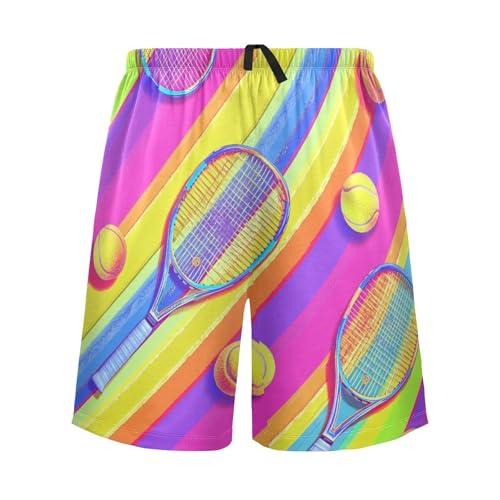 Men's Short Pajama Bottoms Tennis Ball Stripe Home Casual Sleep Pants