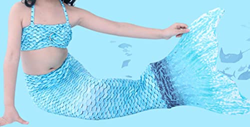 AOOF Traje de banho de sereia para meninas conjunto de 3 peças adequado para meninas natação sereia