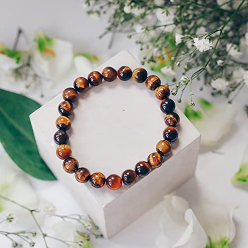 Crystal Vibe 8Mm Beads Tiger Eye Bracelet For Women Men - Tiger Eye Crystal Bracelet For Spiritual Healing Positive Energy #TOP1