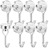 Tohoer【超強力10kg・第三者機関検査済】マグネット フック 8個入り 強力磁石 防錆加工 20mm キッチン 玄関 壁掛け 収納フック