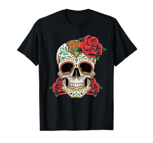 Floral Sugar Skull Day of Dead Dia de Los Muertos Women T-Shirt