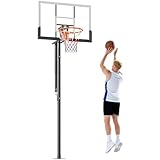 SPORTNOW Canasta de Baloncesto para Exterior, Altura Ajustable 230-305 cm, Canasta de Baloncesto con Soporte, Tablero Irrompible 120 cm, Aro Ø48 cm y Base Estable, para Adolescentes y Adultos, Negro
