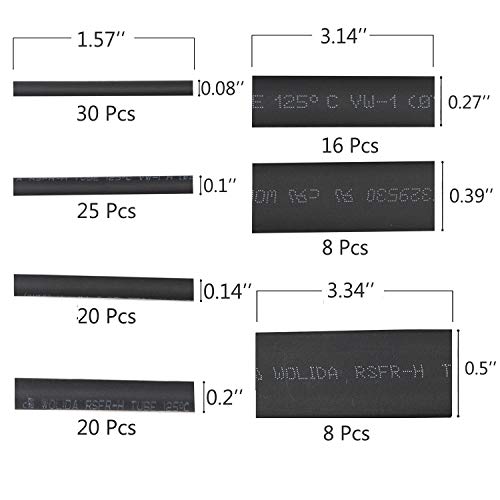 Mcigicm 127Pcs Heat Shrink Tubing 2:1, Electrical Wire Cable Wrap Assortment Electric Insulation Heat Shrink Tube Kit (7 Sizes) #TOP1