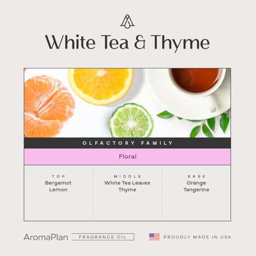 AromaPlan Hotel Scents White Tea & Thyme 5 Fl Oz (148ml), Home Luxury Aroma & Hotel Fragrance Diffuser Oil- Hotel Diffuser Oil for Aromatherapy- USA Made, Bigger Bottle, Bolder Aroma & Longer Lasting - Image 3