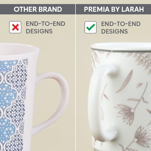 Image of Larah by BOROSIL 320ml x 2pc Opalware Grandeur Tea /Coffee Mug Set, Microwave & Dishwasher Safe Embossed Design Crockery Ideal for Daily Use & Gifting